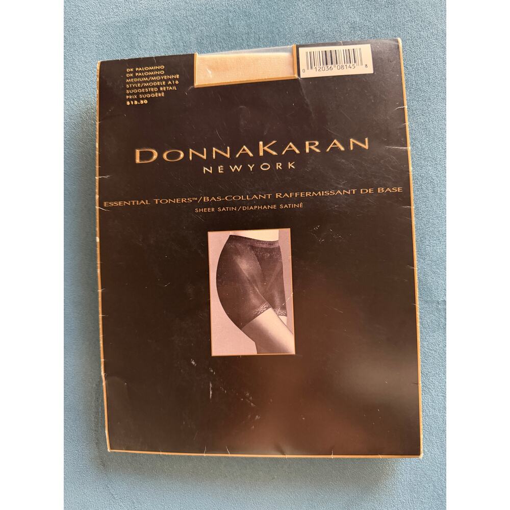 Vintage Donna Karan Essential Toners Sheer Satin Control Top Medium NOS Hoseiry